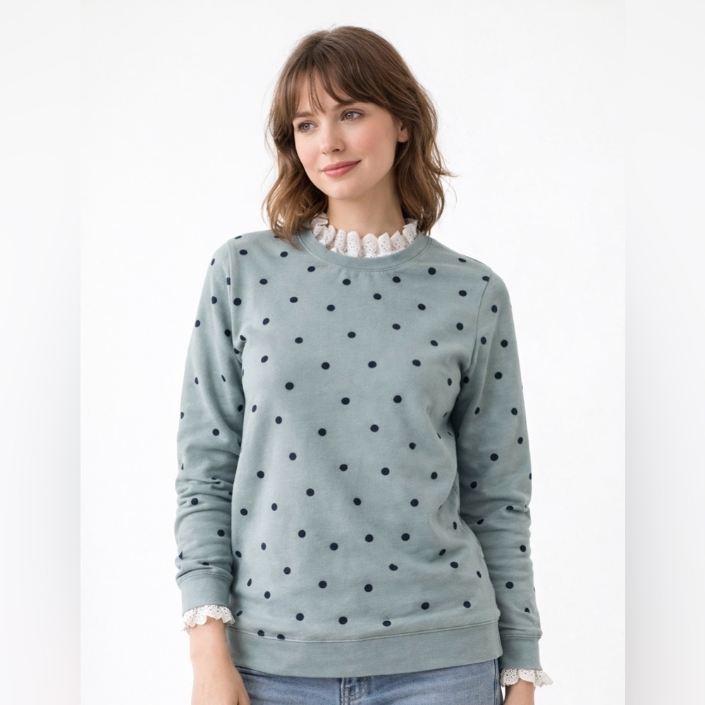 Boden Blue Polka Dot Sweatshirt